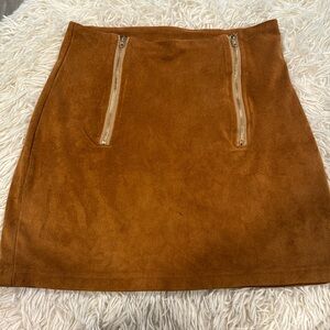 Floerns Women's High Waist Faux Suede Double Zipper Front Bodycon Mini Skirt